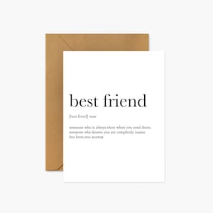 Best Friend Definition Card, Thoughtful Friendship Gift