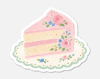 Slice Of Cake - Pink Vintage Sticker