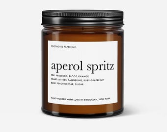 Aperol Spritz Soy Candle, Citrus Cocktail Scent, Hand-Poured
