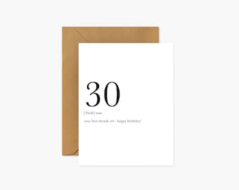 30th Birthday Card: Definition Milestone Greeting