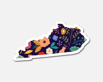 Kentucky Navy Floral State Sticker