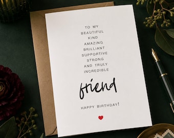 To my Friend Birthday Card: Heartfelt Message, Typographic Design, Brooklyn Made