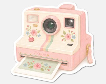 Retro Polaroid Camera - Pink Vintage Sticker