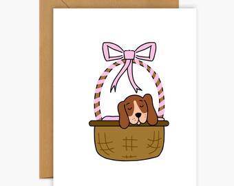 Puppy In A Pink Basket