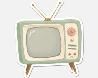 Retro TV Set - Pink Vintage Sticker