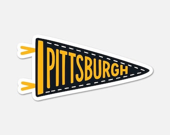 Pittsburgh Football Pennant Sticker Vinyl Sports Decal for Laptop Water Bottle or Journal