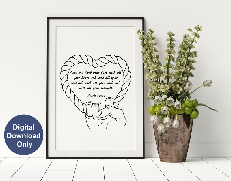 Scriptele For A Rope Love the Lord Scripture Download, Rope Heart SVG, Digital Heart With ...