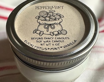 PEPPERMINT |  Soy Candle | 8 oz Mason Jar |