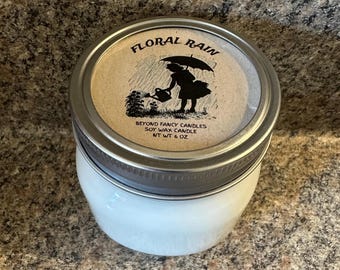 FLORAL RAIN   |  Soy Candle | Florals, Rain Scent | 8 oz Mason Jar