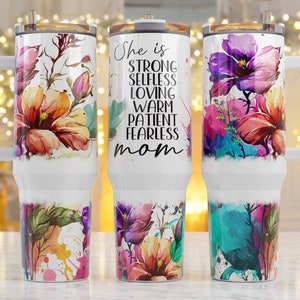 She Is Mom 40 oz Tumbler with handle (various colors)