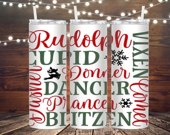 Reindeer Names 20 or 30 oz Tumbler