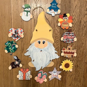 Interchangeable Gnome Sign Wall Hanging Door Hanging