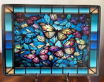 Butterfly Stained Glass Style Cutting Board