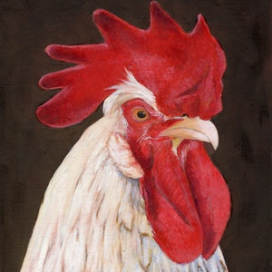 Chicken original oil painting, original artwork, wall art, animal wall art, farm animal, cow art, hand painted
