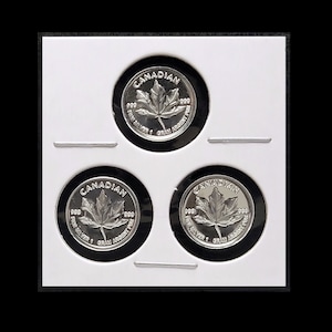 Feuille d'érable et carte du Canada – Lot de trois rondes d'argent fin en lingots de 1 gramme !!