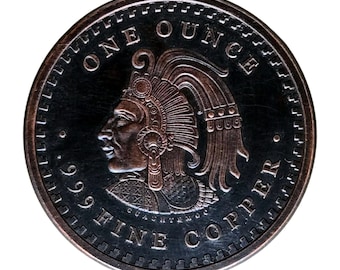 Azteekse kalender - 1oz. ANTIEK, puur koperen edelmetaal rond!!
