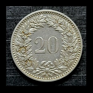Switzerland - 1932B Twenty Rappen AU - About Uncirculated!!