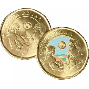 Canada 2024 L.M. Montgomery BU UNC Colourized & Plain Loonie Set!!