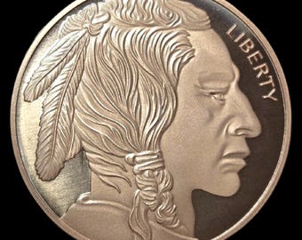 Indianerkopf und Büffel - 1oz. Reine Kupferbarren Rund !!