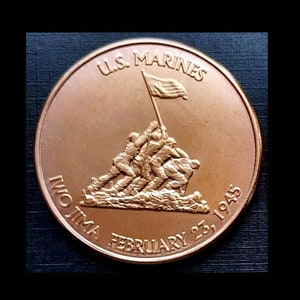 US Marines - Iwo Jima - 1oz. Pure Copper Bullion Round!!