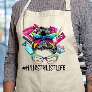 Hairstylist life apron, Barber apron, Apron gift for hairdresser, Beauty salon, Personalized hairstylist apron, Adjustable apron