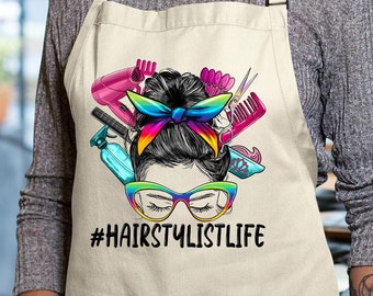 Hairstylist life apron, Barber apron, Apron gift for hairdresser, Beauty salon, Personalized hairstylist apron, Adjustable apron