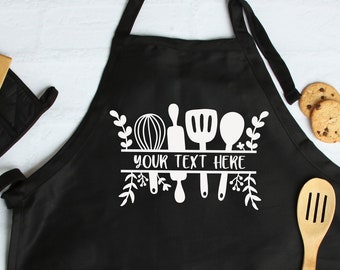 Personalized Apron with Pockets, Your Text Custom  Apron, Custom Cooking Gift for Mom, Mother's Day Gift, Fathers day gift