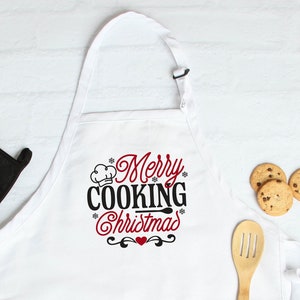 Merry Cooking Apron, Christmas apron,  apron with Pocket, Christmas cookie Apron, Christmas Cooking, apron gift for Mom, Baking crew Apron
