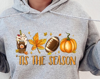 Tis the season, Fall pumpkin hoodie, Football sweatshirt, football.mom, Halloween Hoodie, Halloween sweatshirt, mom gift, gift for women