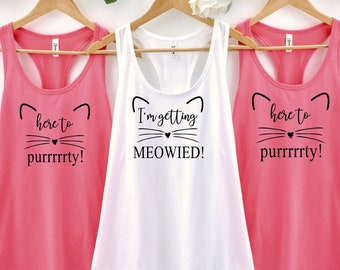 Cat bachelorette party tank, i'm getting meowied racerback, bachelorette party tank top, cat theme bachelorette party shirts