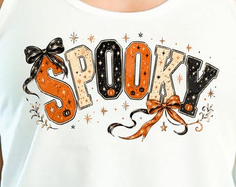 Spooky Pumpkin Bow Tank Top, Cute Halloween Shirt, Pumpkin Bow Tank, Spooky Season Top, Fall Outfit, October Halloween Gift