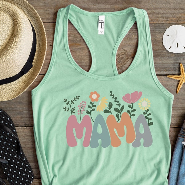 Floral Mama Tank Top, Cute Women's Tank Top, Mothers Day Gift,  Mom Tank , Mommy tank top, Mama To Be , New Mom Gift