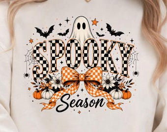 Spooky Season Halloween Ghost Sweatshirt, Cute Ghost Shirt, Halloween Crewneck, Spooky Graphic Sweatshirt, Fall Outfit, Ghost Lover Gift