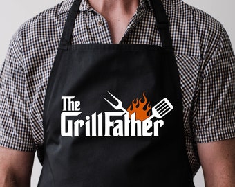 The Grillfather Apron, Grill Apron, custom apron, Personalized apron, Chef gifts, gifts for dad, fathers day gift, funny apron, bbq apron