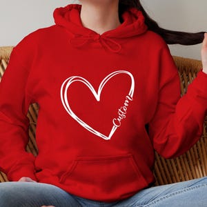 Customized Valentine day Hoodie, Personalized Heart Sweatshirt, Cute Valentine's Sweater, Teacher Valentine's Hoodie, custom Valentine tees image 1