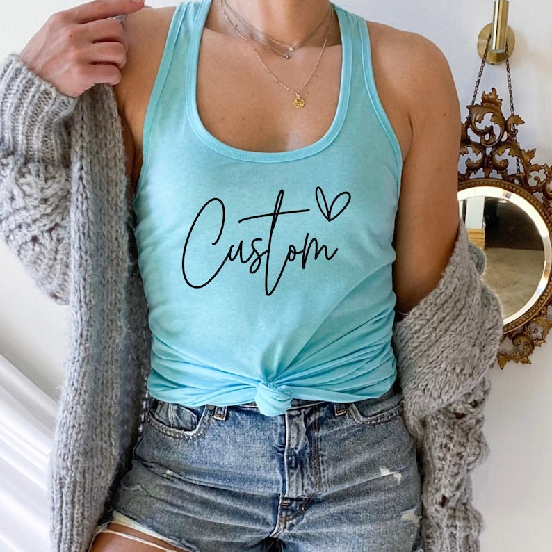 Custom Tank Top, Personalized Gift, Cute Custom Women's Tank Top, Mothers Day Gift, Custom Bachelorette, Custom Name Tank, Wedding Gift, image 1
