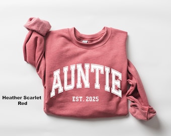 Auntie Est Sweatshirt, Custom Auntie Shirt, Auntie Christmas Gift,  Retro Auntie Crewneck, New Auntie Gift, Pregnancy Announcement gift