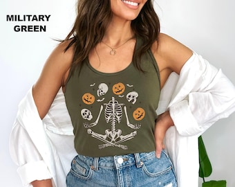 Halloween Dancing Skeleton Tank Top, Funny Halloween Season Tank Top, Halloween Party Tanks, Halloween Tank Top, Cute Woman Halloween Gifts