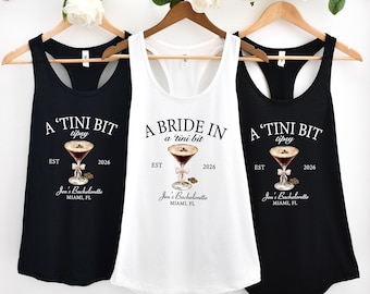 Custom Bachelorette Tank Tops , Espresso Martini Bachelorette Tank Tops, Bride in a Tini Bit, Martini Bride Tank Tops, Bachelorette Favors