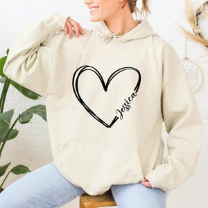 Customized Valentine day Hoodie, Personalized Heart Sweatshirt, Cute Valentine's Sweater, Teacher Valentine's Hoodie, custom Valentine tees image 4