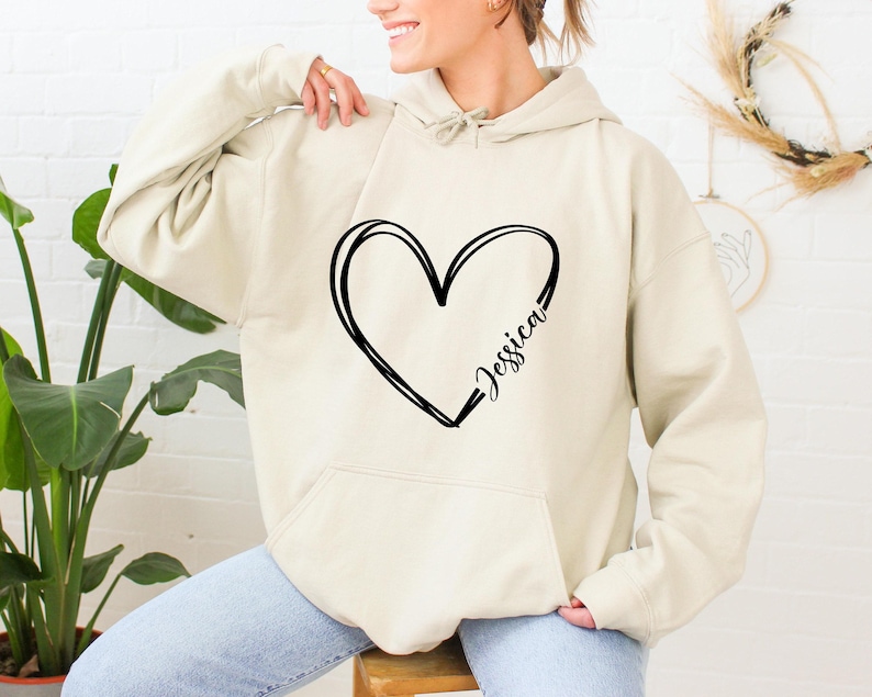 Customized Valentine day Hoodie, Personalized Heart Sweatshirt, Cute Valentine's Sweater, Teacher Valentine's Hoodie, custom Valentine tees image 4