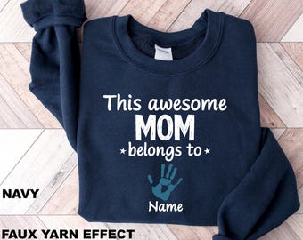 Custom Mama Kids Name Sweatshirt, Kids Hand Print Crewneck, Personalized Grandma Gift, Cute Mom Shirt, Family Matching, Mothers Day Gift