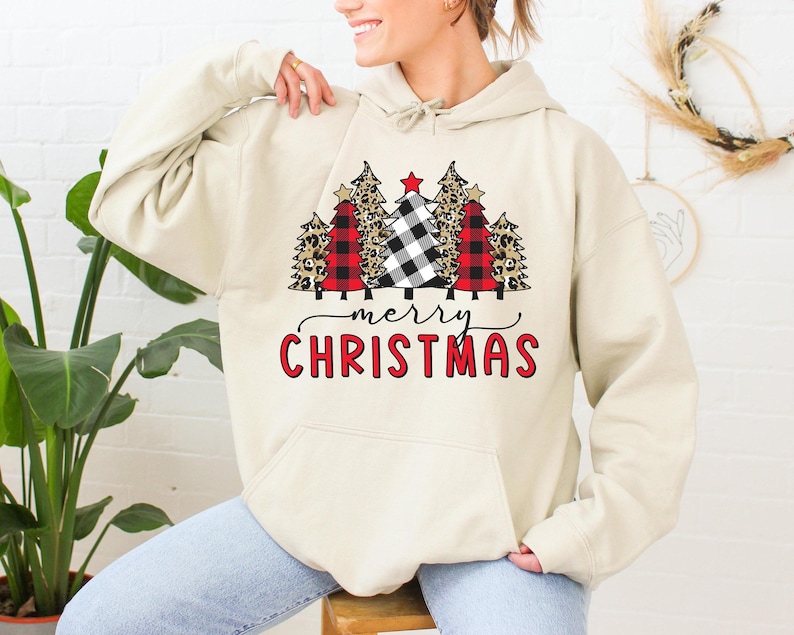Christmas Hoodie, Christmas trees hoodie, merry Christmas hoodie, Buffalo trees hoodie, Funny and Happy Christmas, Christmas gift Hoodie image 2