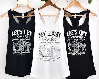 Bachelorette Party Tanks, Western Bachelorette Matching Tanks, Bridal Party Tee, Bridesmaid gift, Custom Bach Tops, Prosecco Pearls Cowgirls