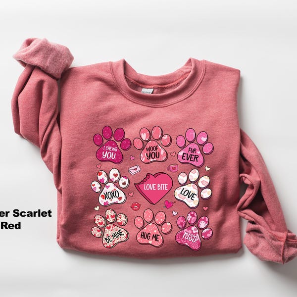 Dog Valentine Paw Heart Sweatshirt,Dog Mama Valentine Gift, Happy Valentines Day Gift, Dog Lover Gift, Heart Paw Shirt, Cute Dog Mama Shirt