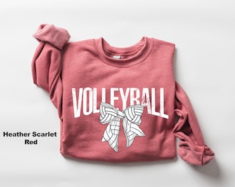Retro Volleyball Bow Sweatshirt, Volleyball Crewneck, Game Day season Shirt, Volleyball Outfit, Volleyball Lover Gift, School Mascot Shirt