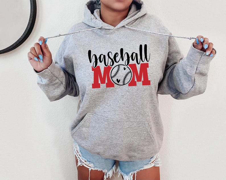 Baseball Mom Hoodie, sport hoodie, Baseball hoodie, baseball graphic, sport mom, game day, Hoodie gift, gift for mom, gift for women image 1