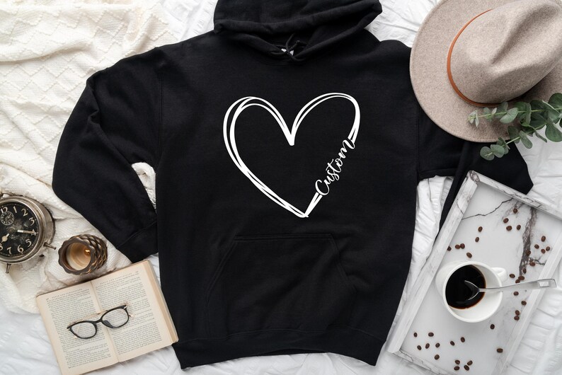 Customized Valentine day Hoodie, Personalized Heart Sweatshirt, Cute Valentine's Sweater, Teacher Valentine's Hoodie, custom Valentine tees image 2