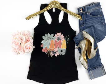 Floral Mama Tank Top, Cute Women's Tank Top, Mothers Day Gift,  Mom Tank , Mommy tank top, Mama To Be , New Mom Gift