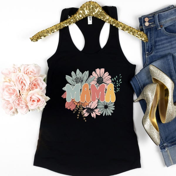 Floral Mama Tank Top, Cute Women's Tank Top, Mothers Day Gift,  Mom Tank , Mommy tank top, Mama To Be , New Mom Gift